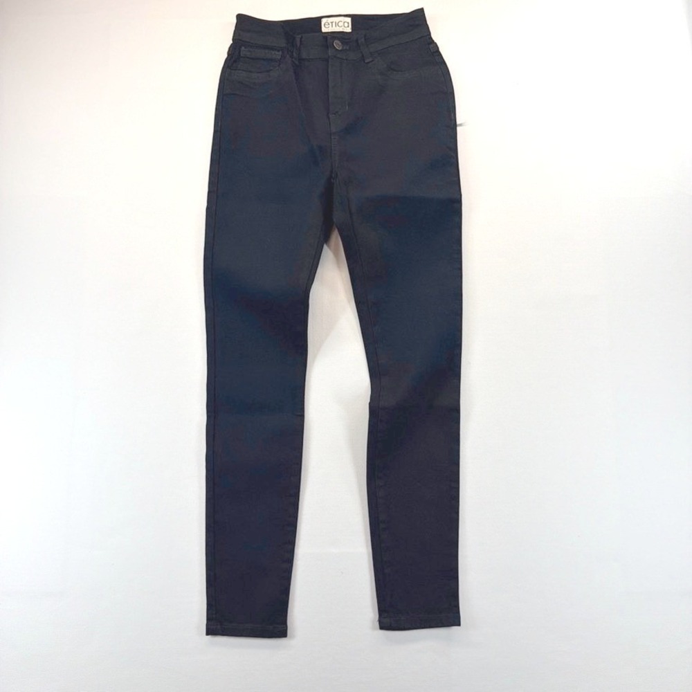 NEW Etica Black Skinny Jeans Womens Size 2 High Rise Stretch Denim
